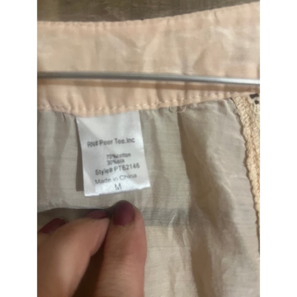 Peer Tee Inc Sheer Lace Trim Blouse Top Cream Boho Lightweight M - Picture 4 of 6